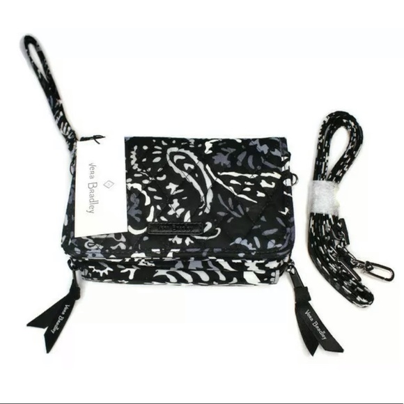 Vera Bradley Bags Vera Bradley Rfid Crossbody Wristlet Paisley Noir